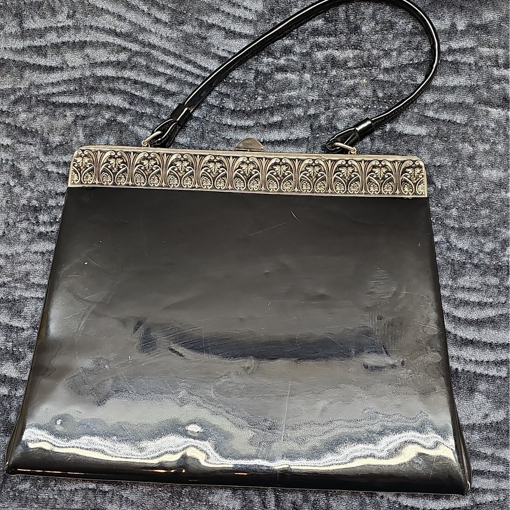 L And M Mid Century Patten Leather Handbag